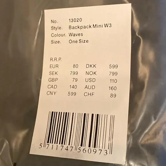 NWT Rains Backpack Mini Blue Waves Unisex Blue - Picture 11 of 11